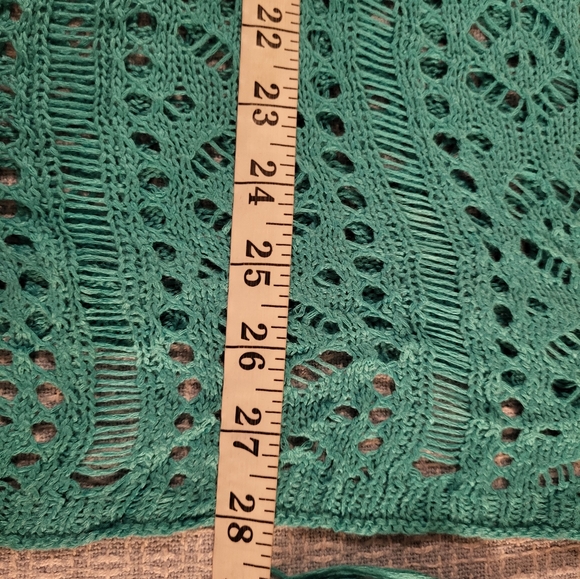 My Boutique Teal Crochet Swim Cover Up Top - Picture 10 of 11